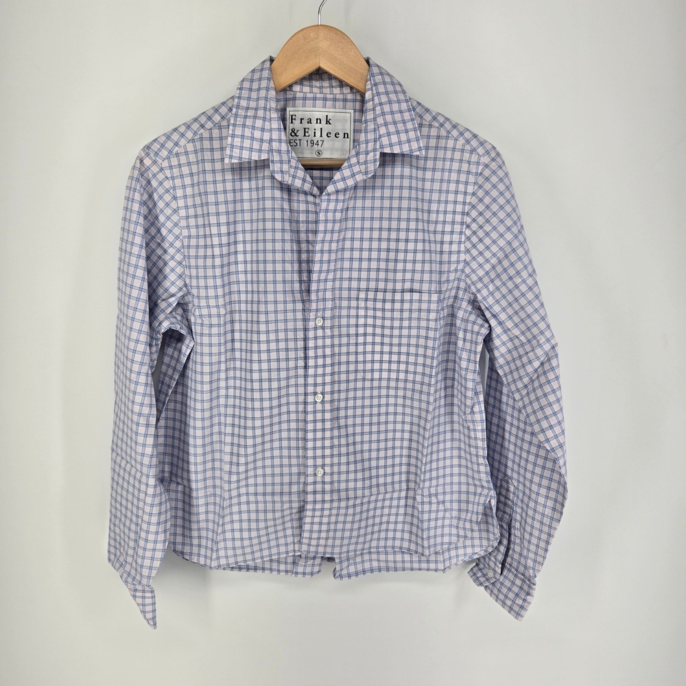 Frank & Eileen Silvio Shirt Women S Blue Pink Plaid Button Up Italian Fabric NEW